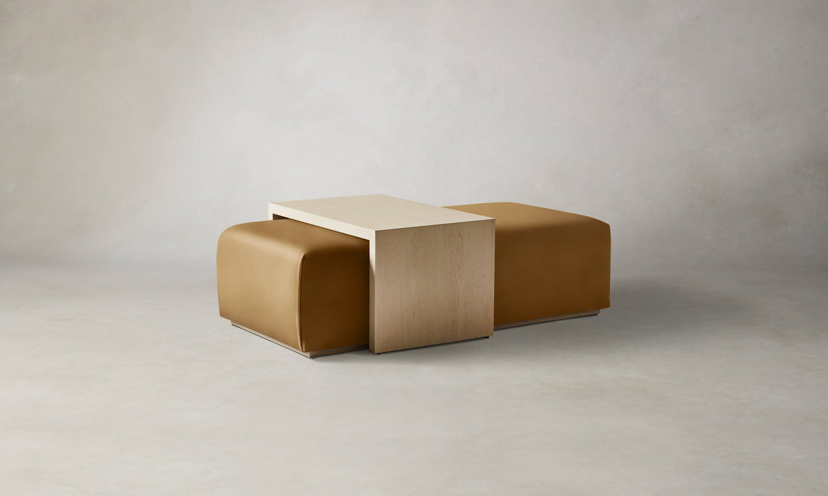 The Bowery Ottoman - Costa Leather Nutmeg