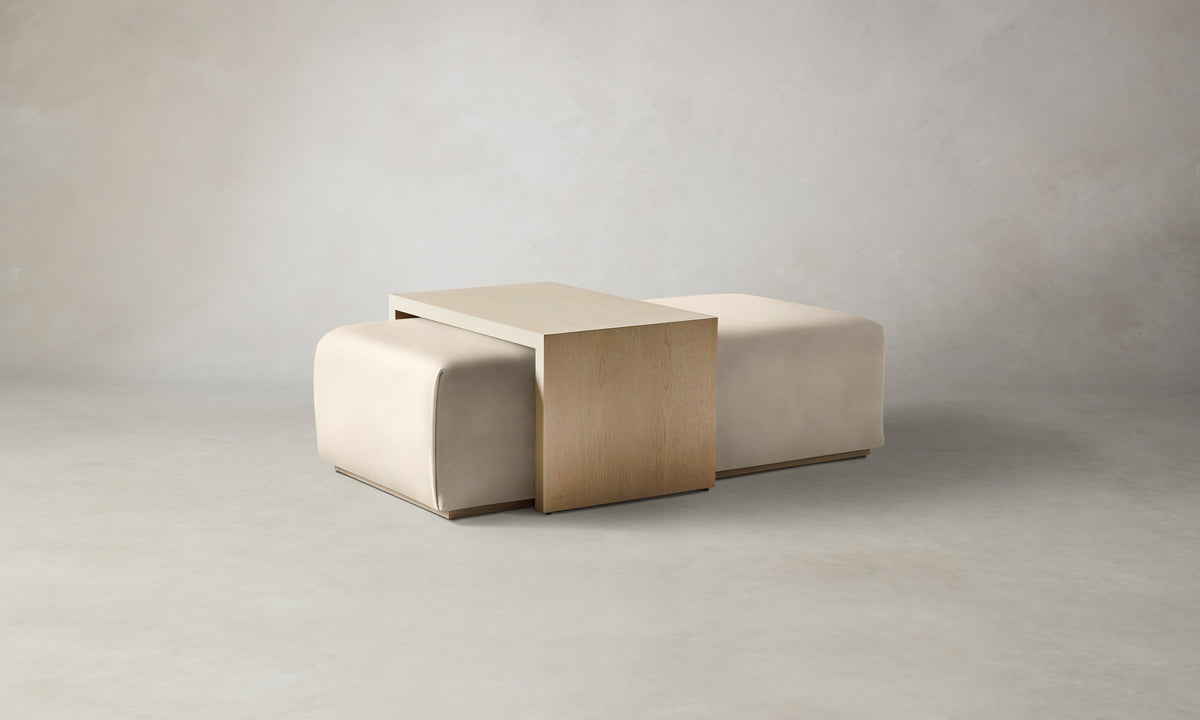 The Bowery Ottoman - Costa Leather Sesame