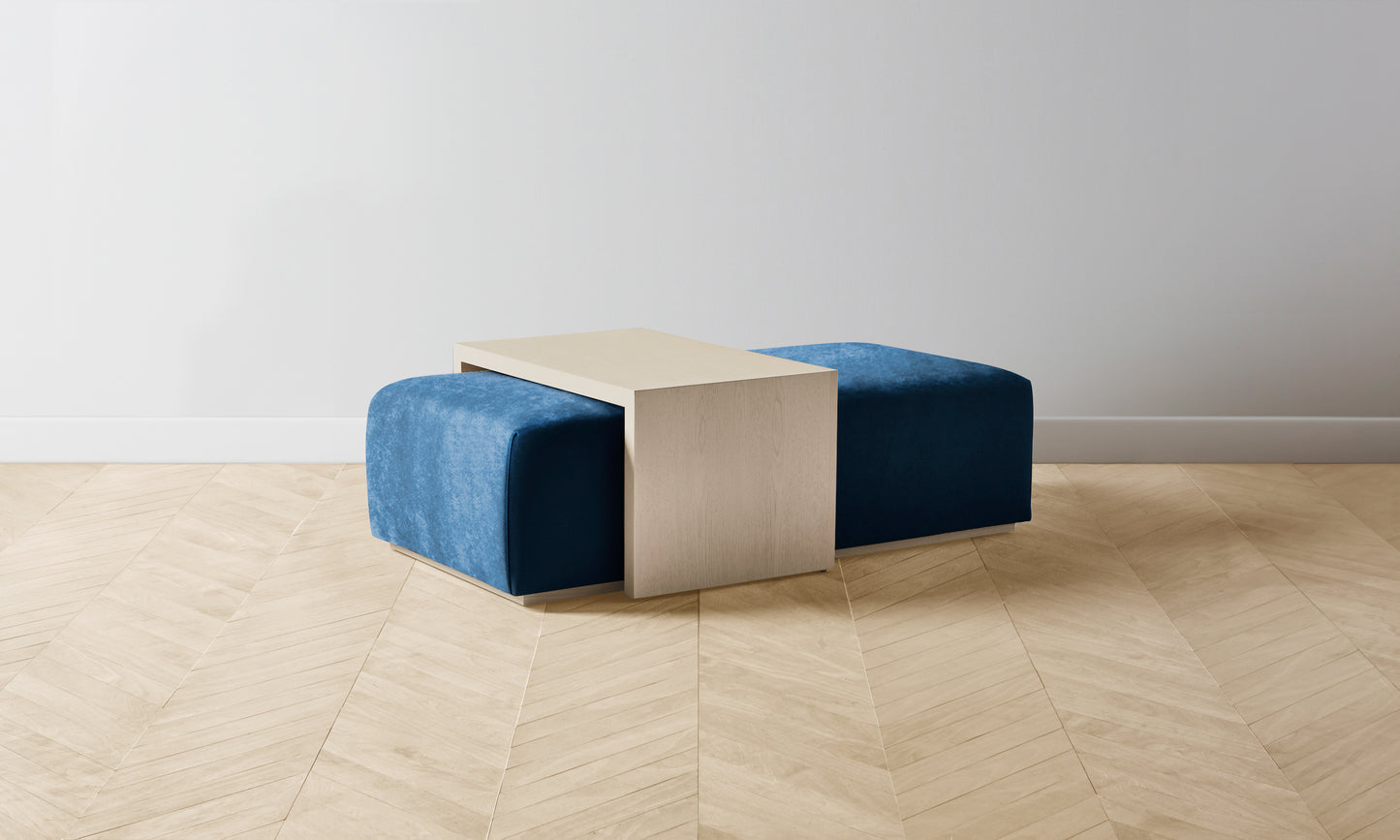 The Bowery Ottoman - Performance Velvet Sapphire