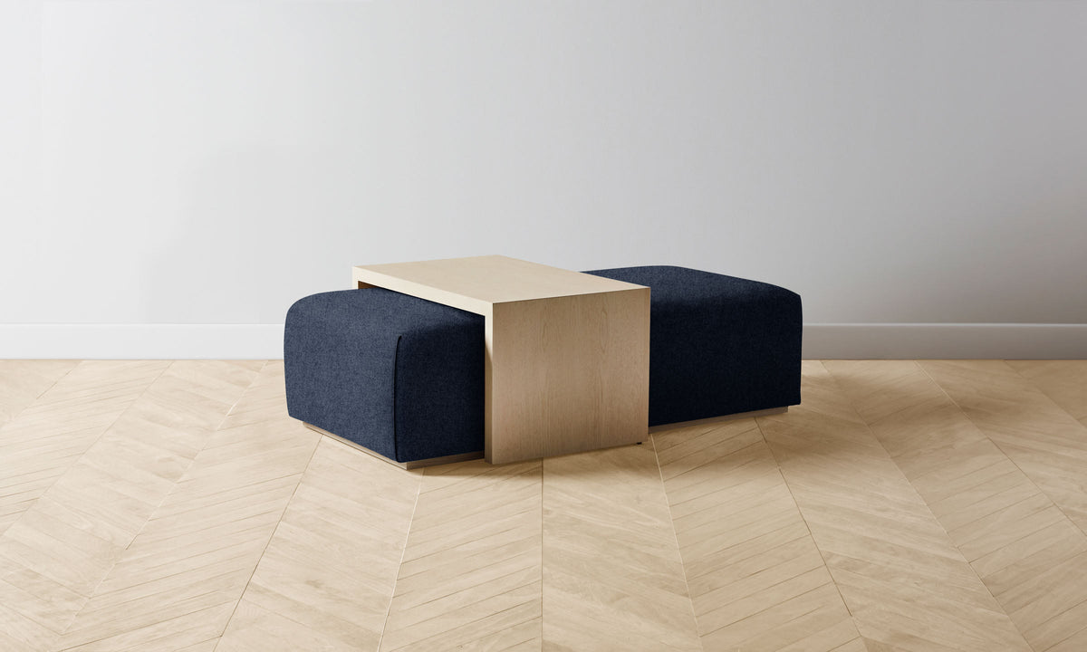 The Bowery Ottoman - Italian Brushed Wool Harbor