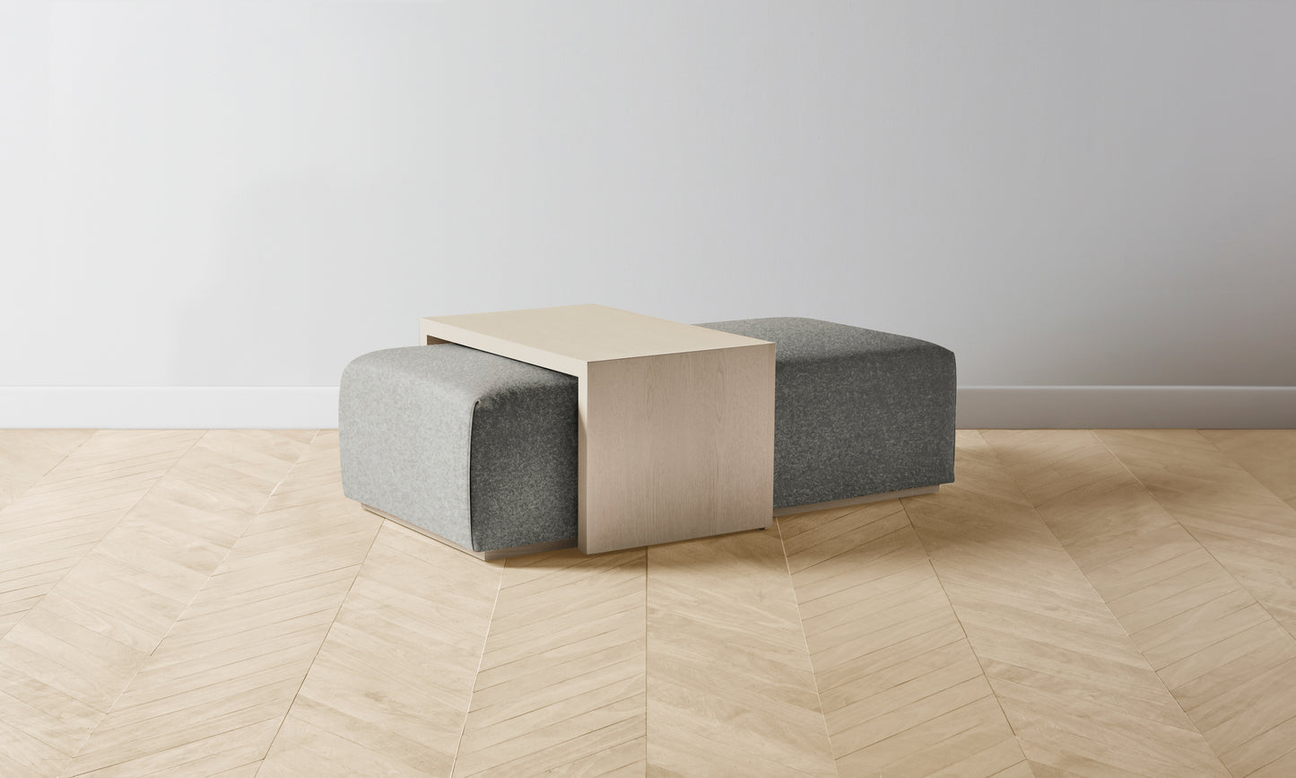 The Bowery Ottoman - Merino Granite