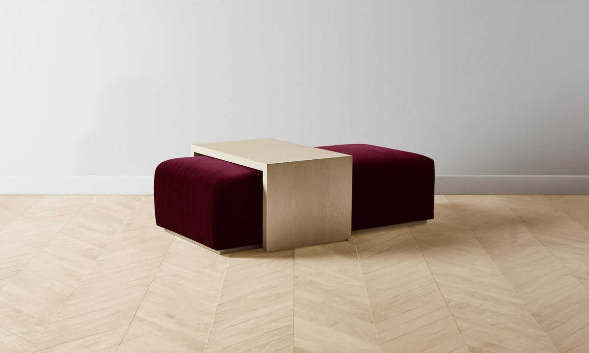 The Bowery Ottoman - Mohair Crimson