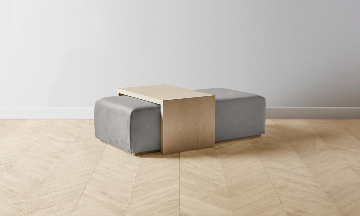 The Bowery Ottoman - Nubuck Leather Asphalt