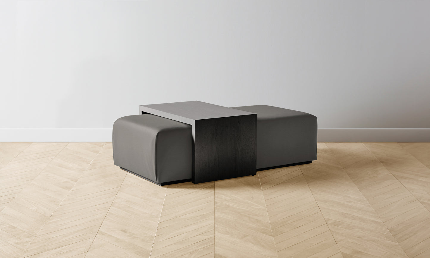 The Bowery Ottoman - Pebbled Leather Ash