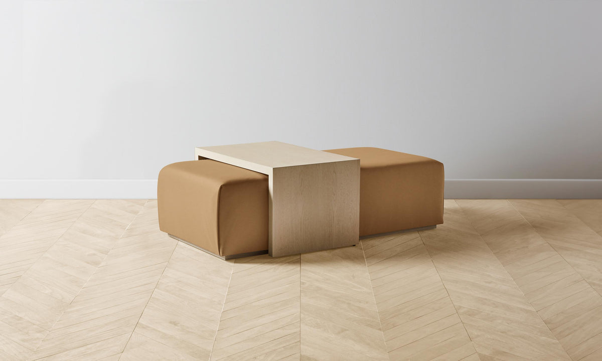 The Bowery Ottoman - Pebbled Leather Latte