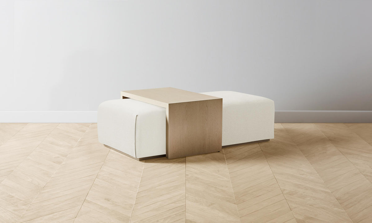 The Bowery Ottoman - Performance Linen Weave Flour