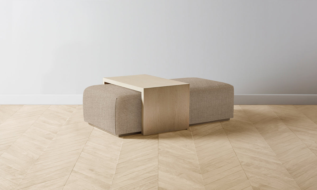 The Bowery Ottoman - Performance Textural Weave Earthen