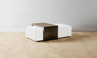 The Bowery Ottoman - Performance Linen Weave Pure White