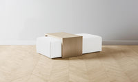 The Bowery Ottoman - Performance Linen Weave Pure White