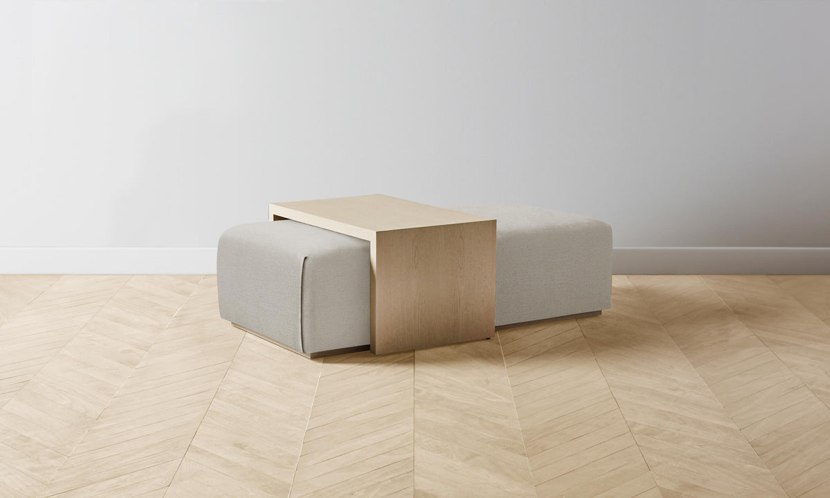 The Bowery Ottoman - Performance Linen Weave Beige
