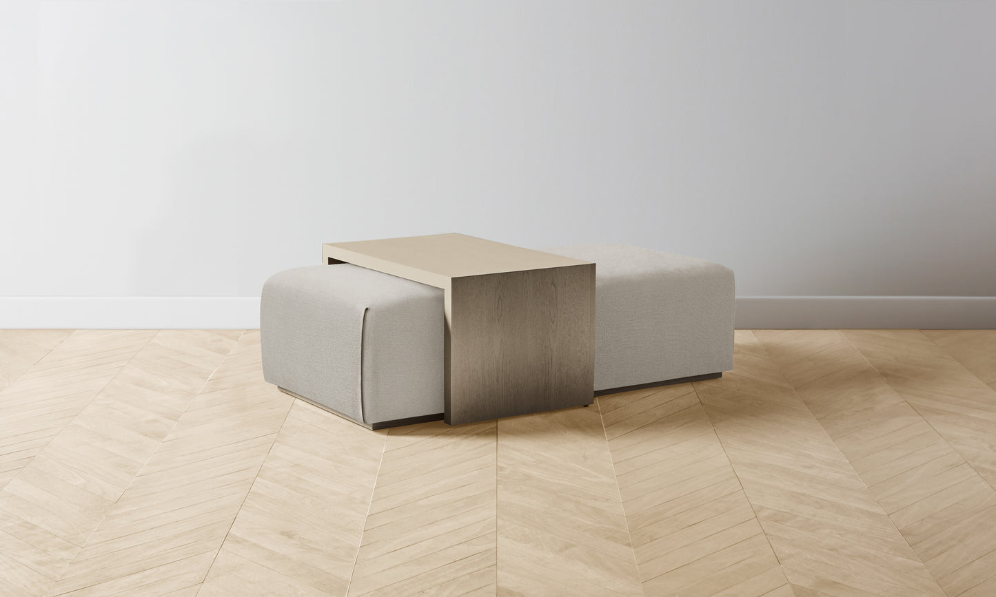 The Bowery Ottoman - Performance Textured Linen Flax