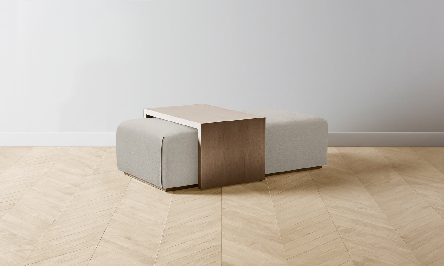 The Bowery Ottoman - Performance Textured Linen Flax