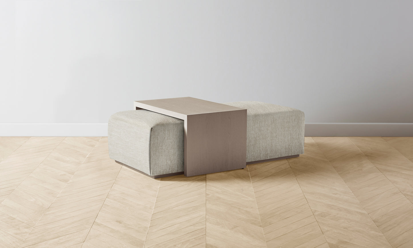 The Bowery Ottoman - Performance Tweed Oatmeal