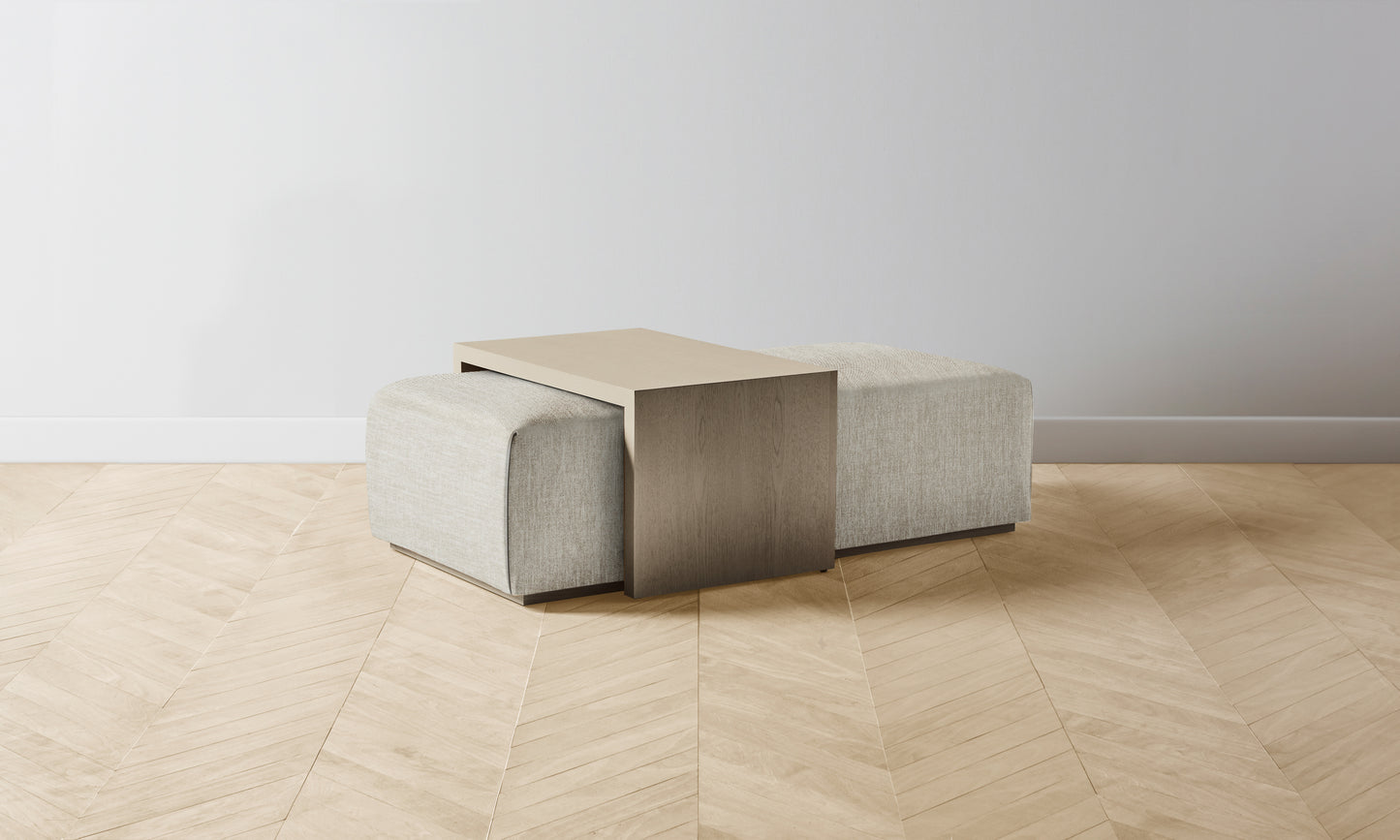 The Bowery Ottoman - Performance Tweed Oatmeal