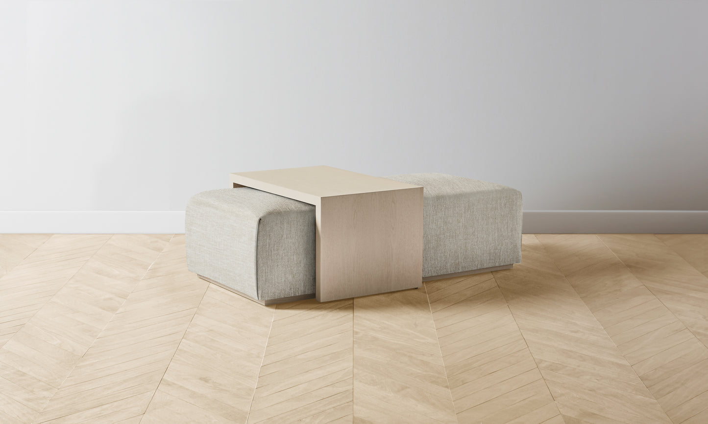 The Bowery Ottoman - Performance Tweed Oatmeal