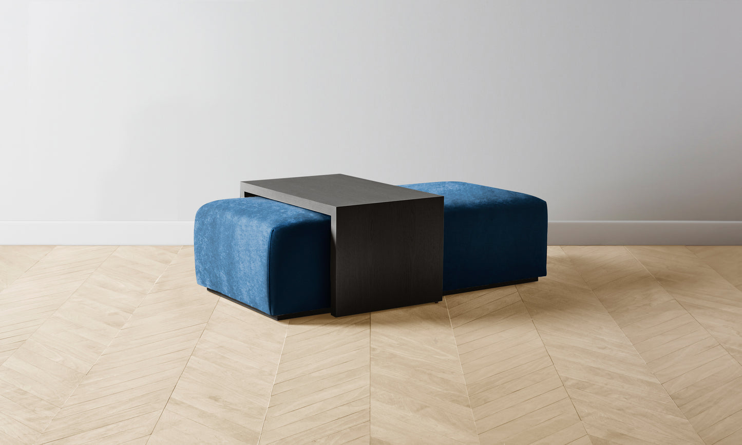 The Bowery Ottoman - Performance Velvet Sapphire