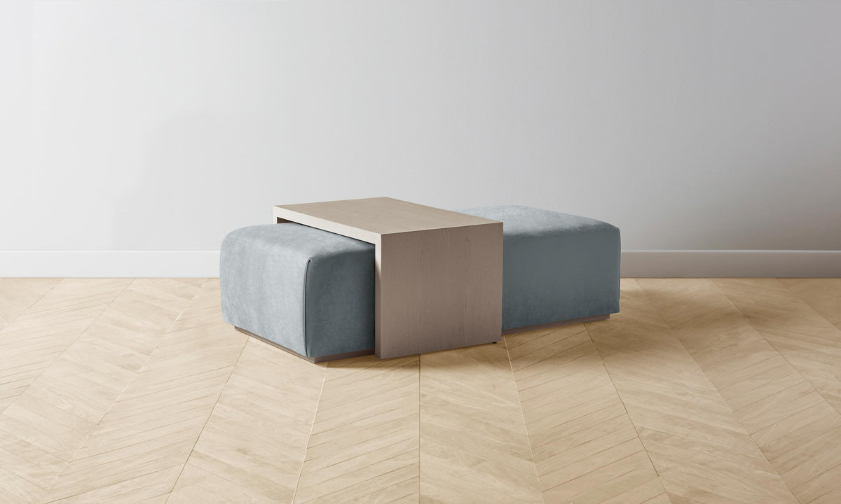 The Bowery Ottoman - Performance Velvet Seafoam