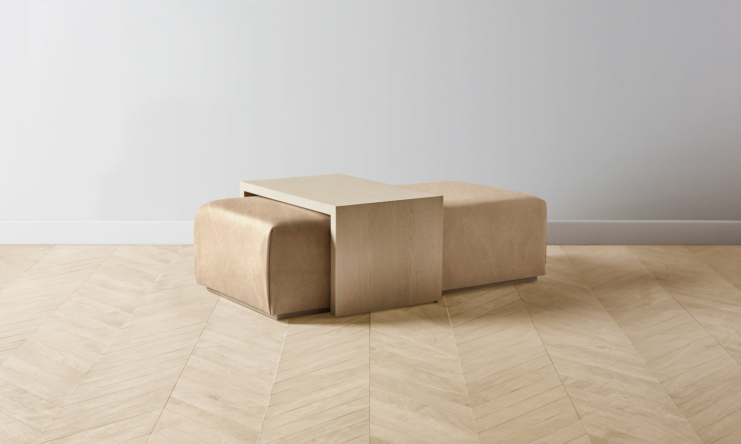 The Bowery Ottoman - Tuscan Leather Camel