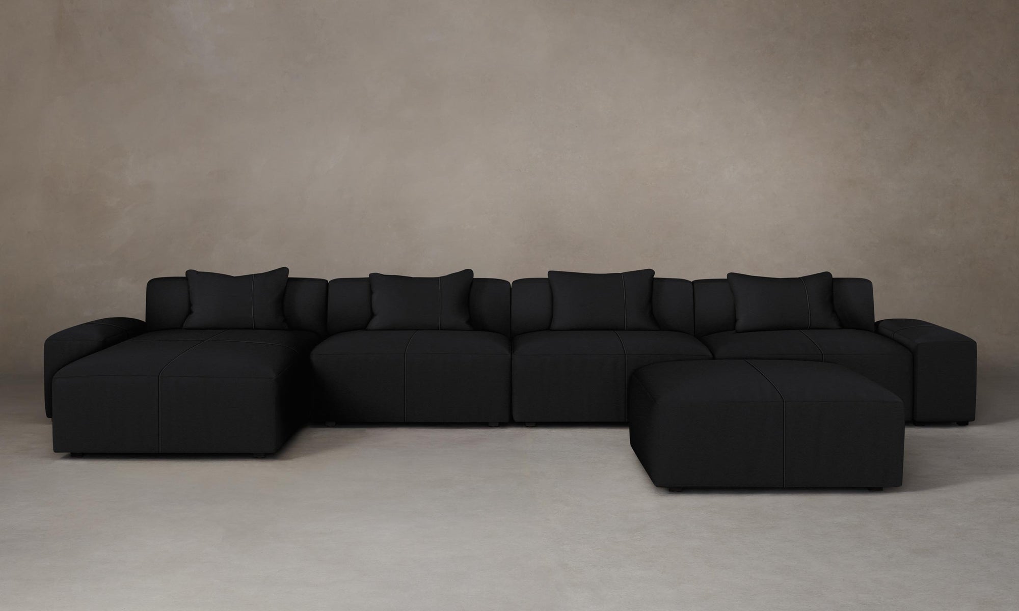 The Breuer Modular Sectional - Pebbled Leather Ink