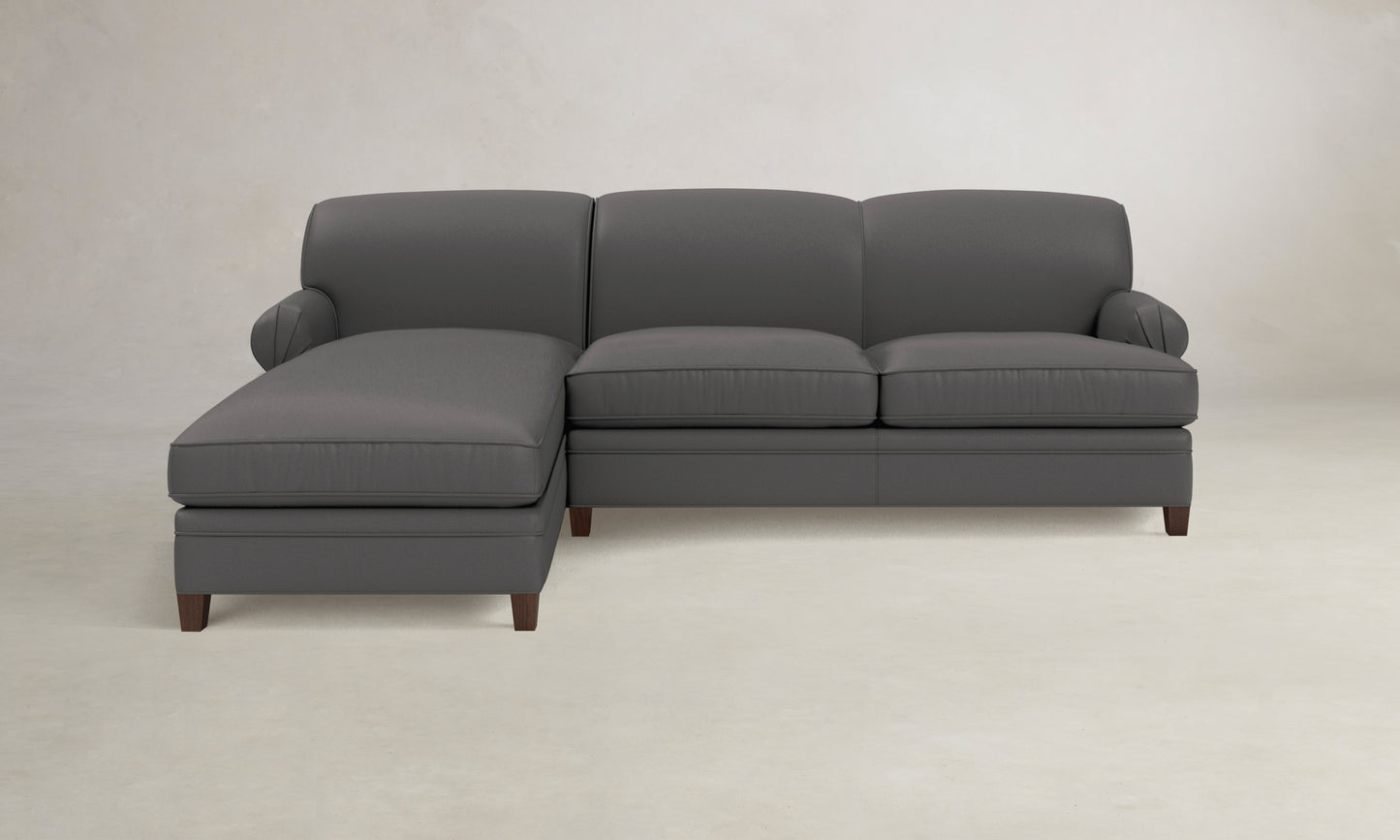 The Carmine Sectional - Pebbled Leather Ash