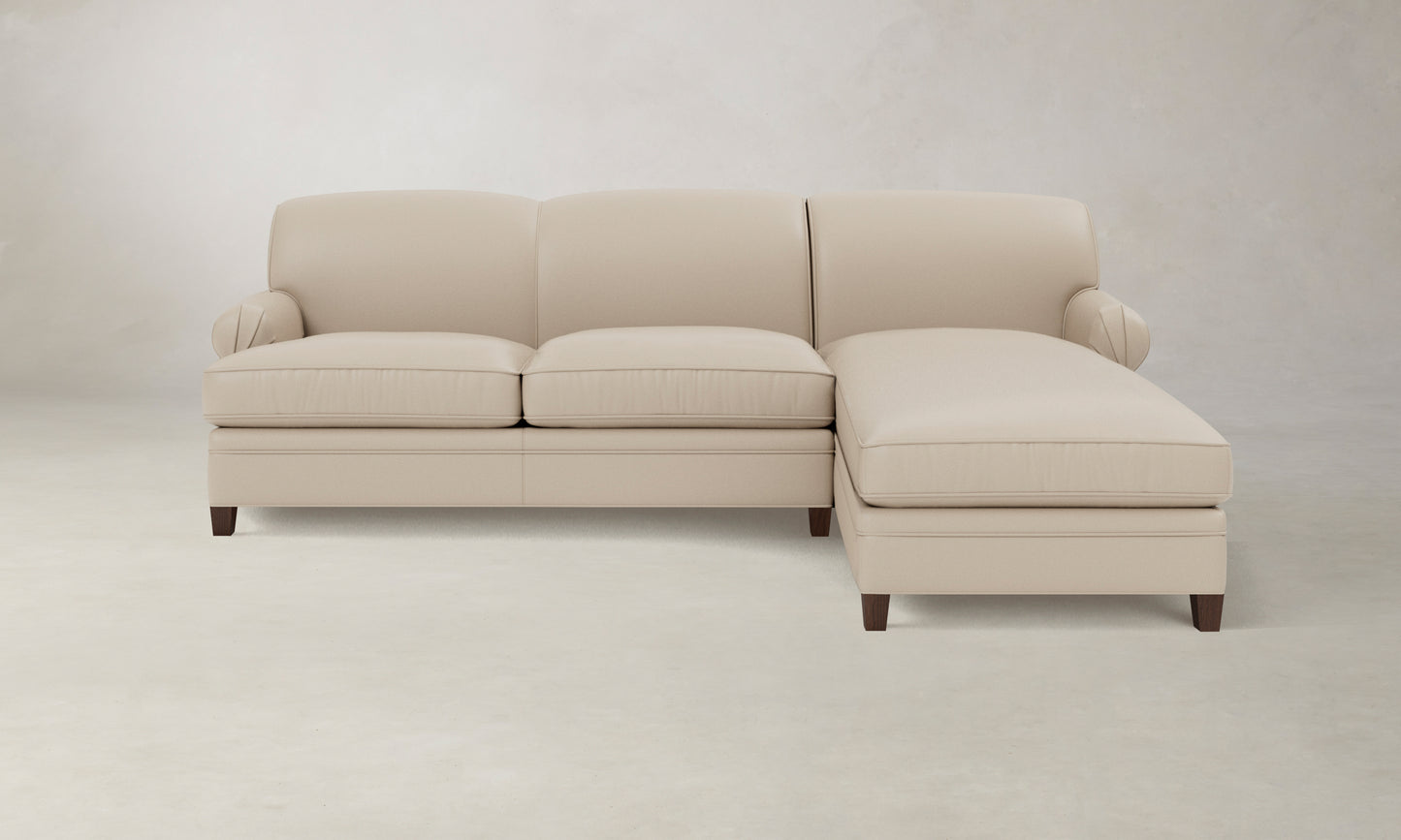 The Carmine Sectional - Pebbled Leather Stone