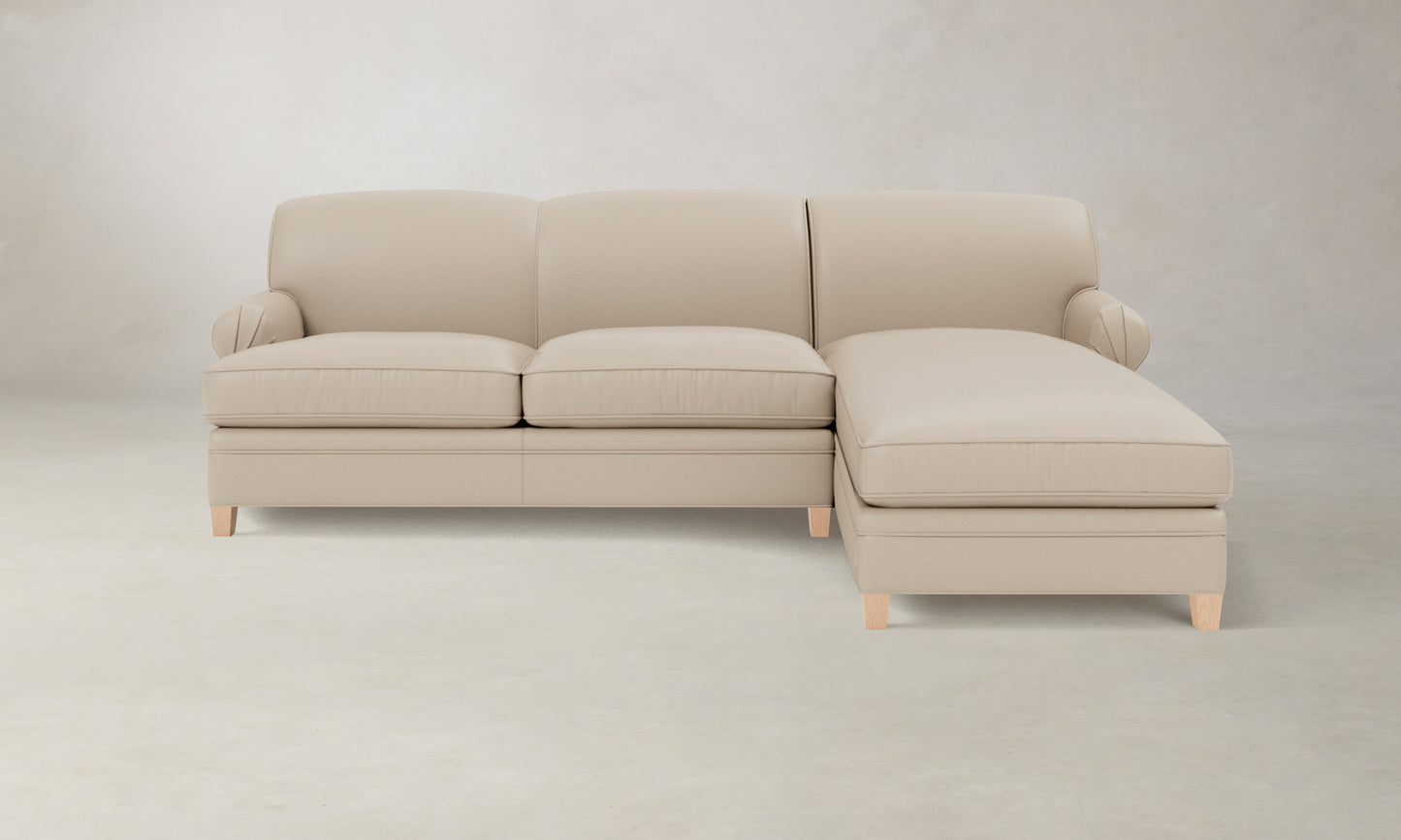 The Carmine Sectional - Pebbled Leather Stone