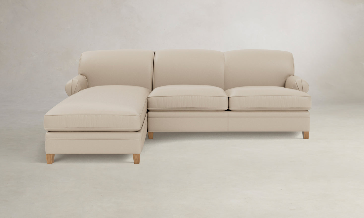 The Carmine Sectional - Pebbled Leather Stone