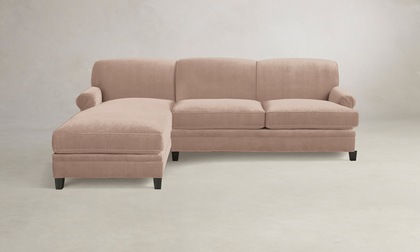 The Carmine Sectional - Performance Velvet Dusty Rose