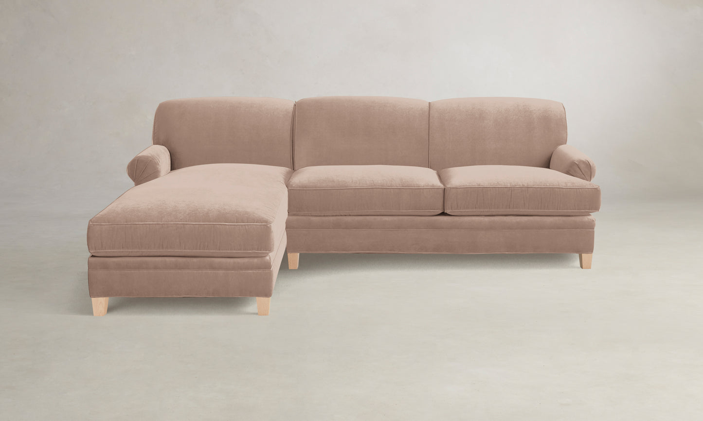 The Carmine Sectional - Performance Velvet Dusty Rose