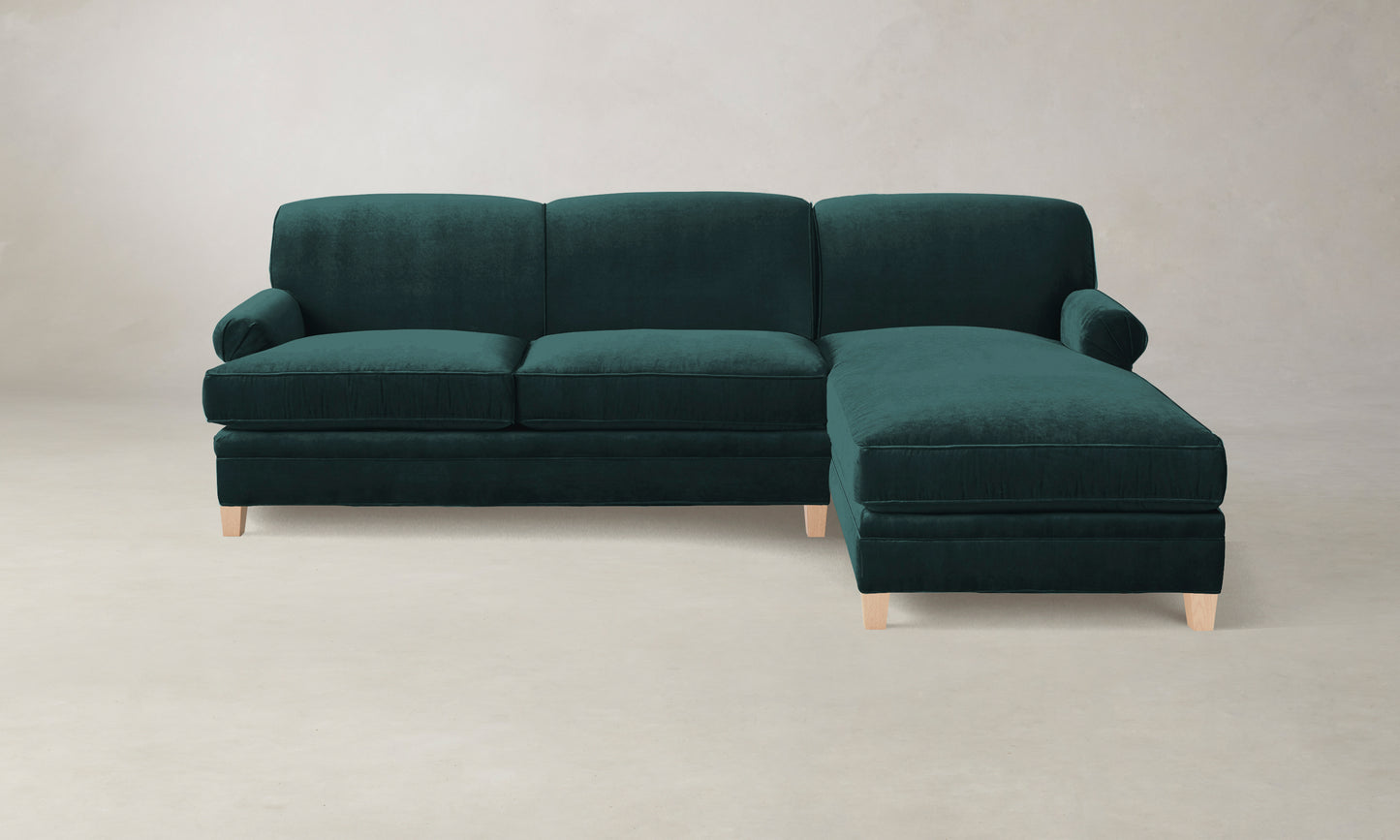 The Carmine Sectional - Performance Velvet Emerald