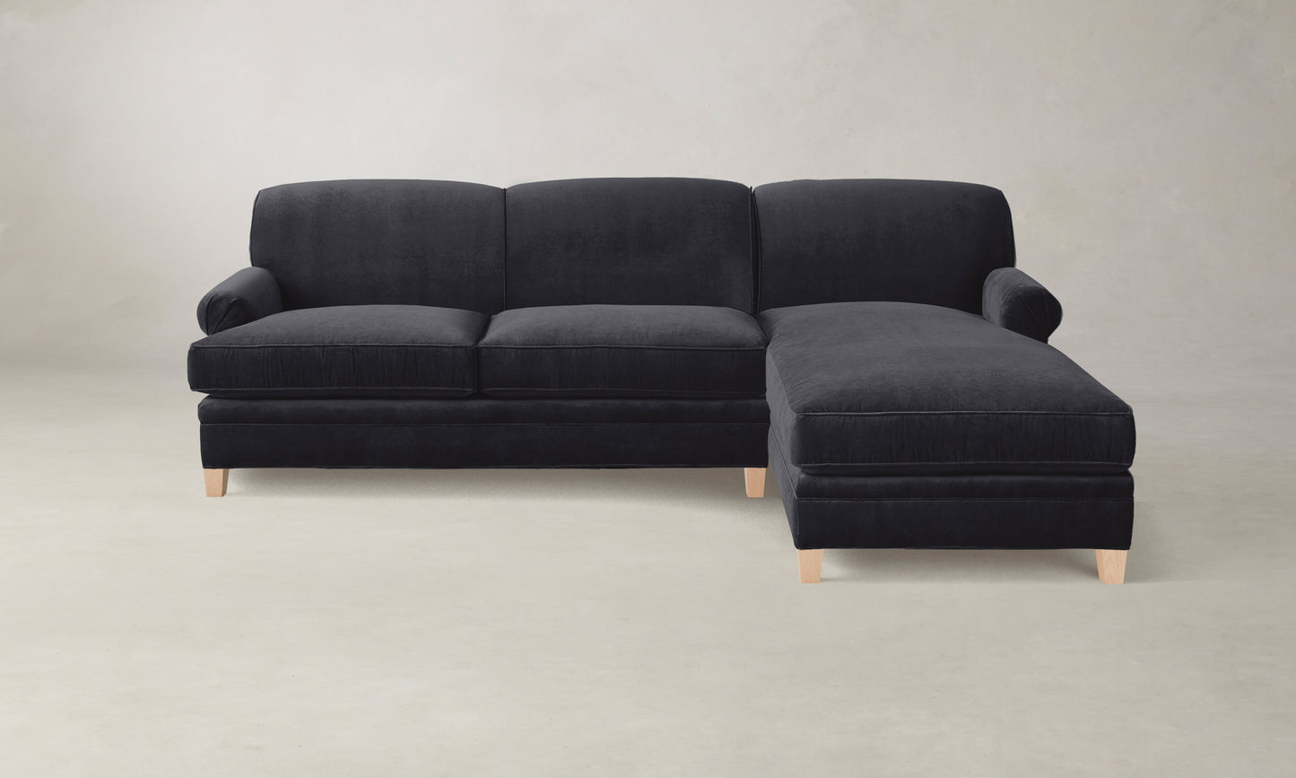 The Carmine Sectional - Performance Velvet Flannel