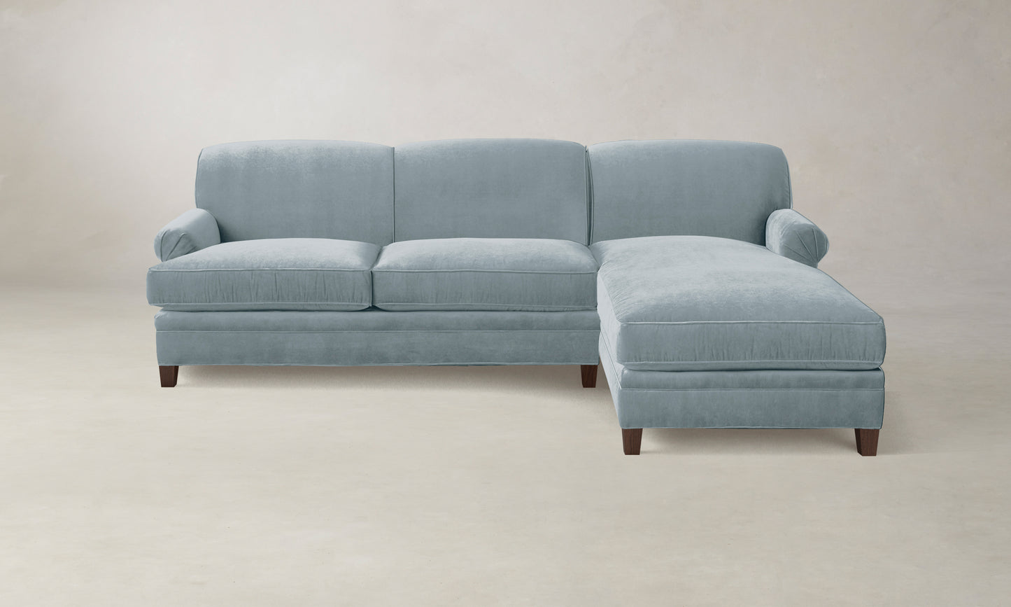 The Carmine Sectional - Performance Velvet Sky