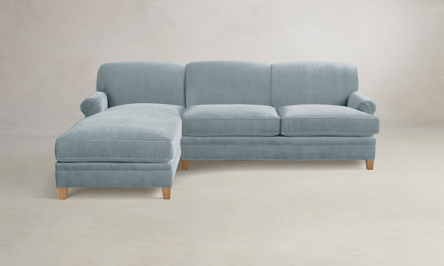 The Carmine Sectional - Performance Velvet Sky