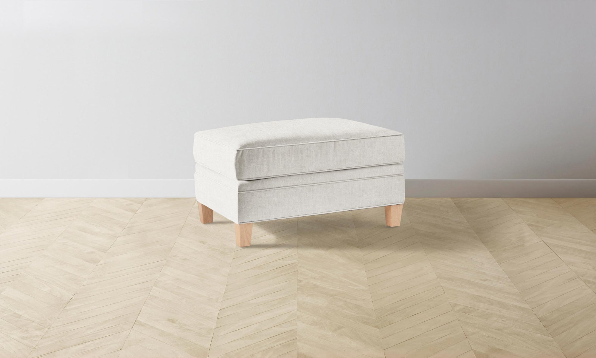 The Carmine Ottoman - Heritage Belgian Linen Egret