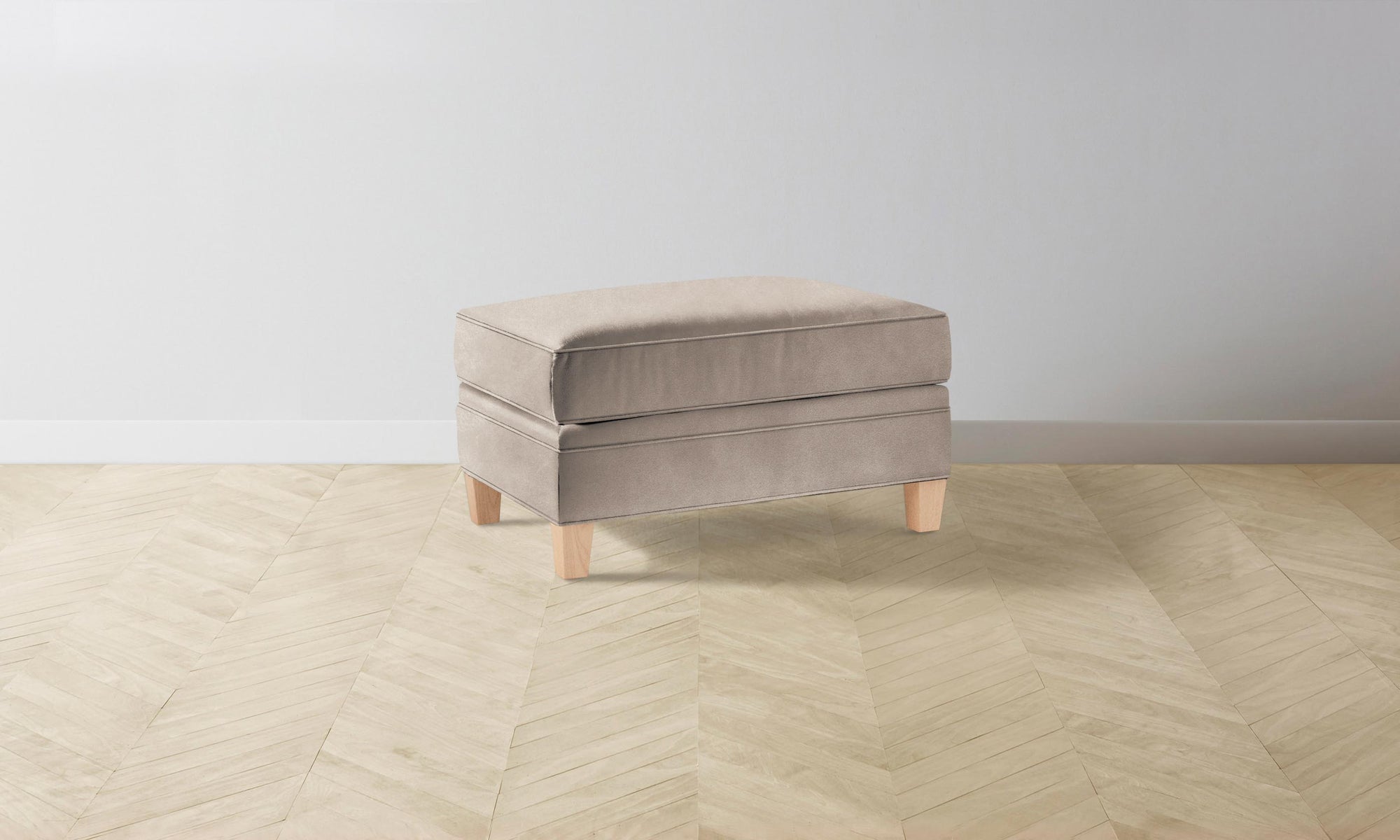 The Carmine Ottoman - Nubuck Leather Fawn