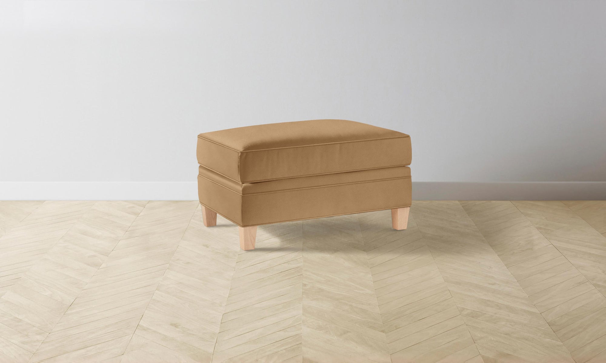 The Carmine Ottoman - Pebbled Leather Latte