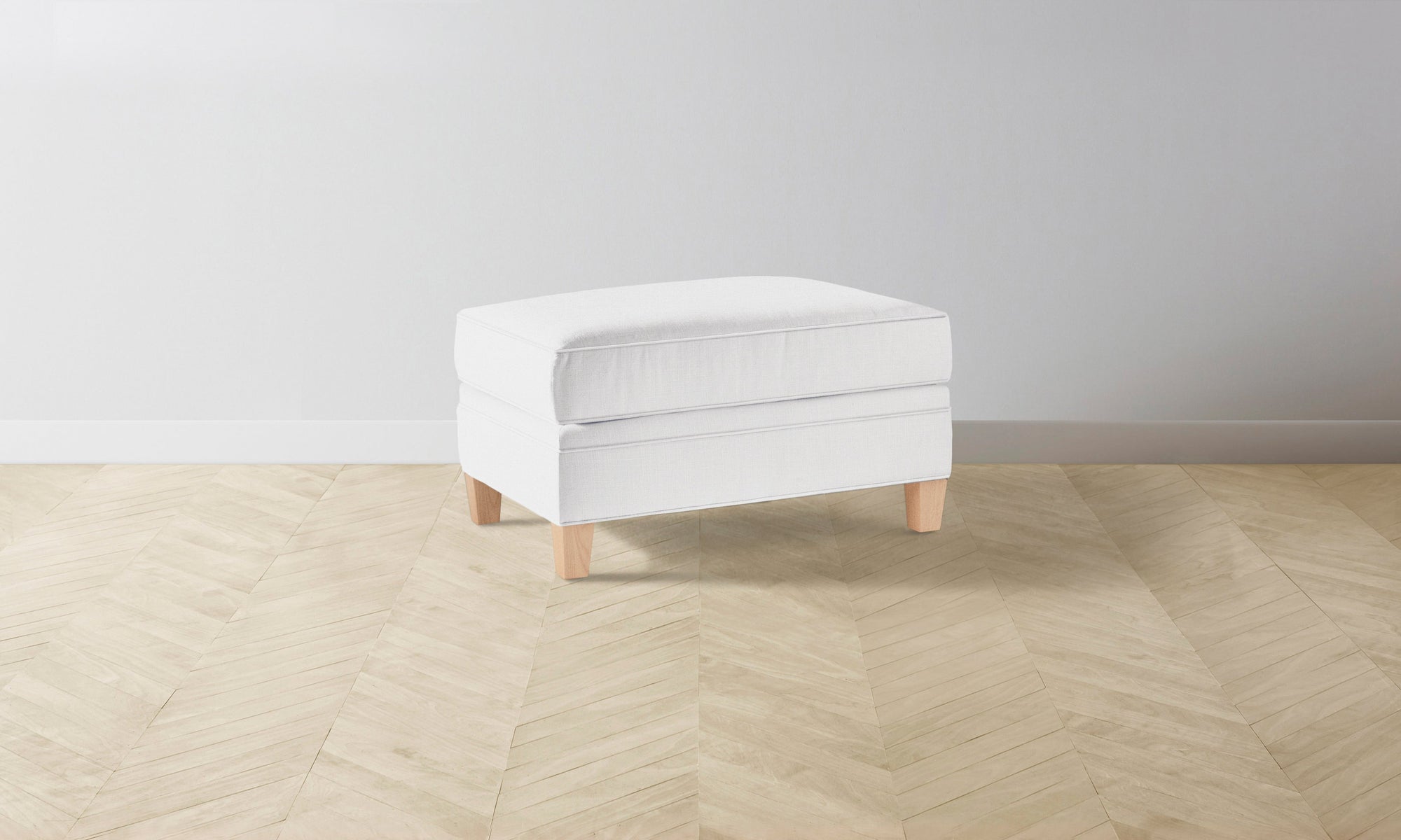 The Carmine Ottoman - Performance Linen Weave Pure White