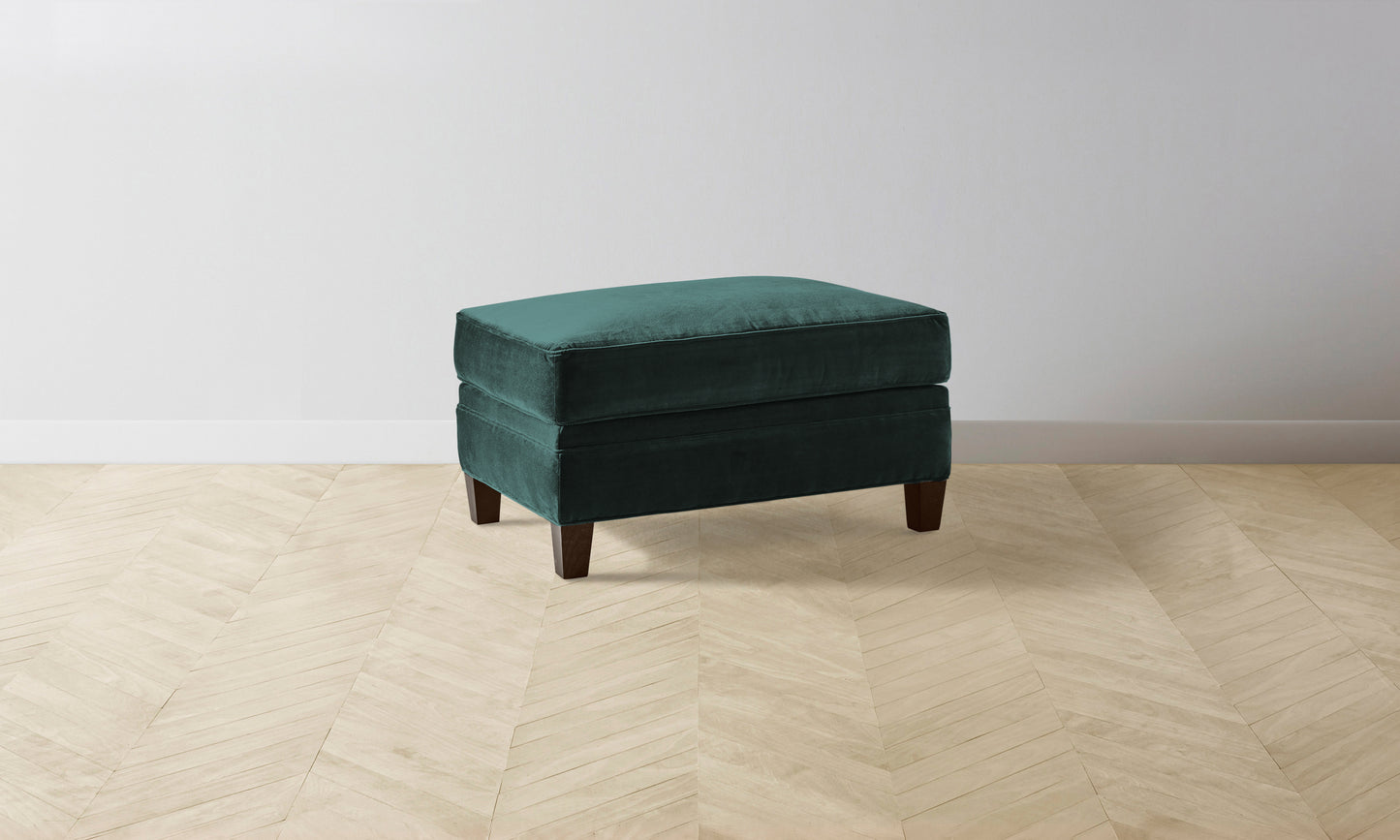 The Carmine Ottoman - Performance Velvet Emerald