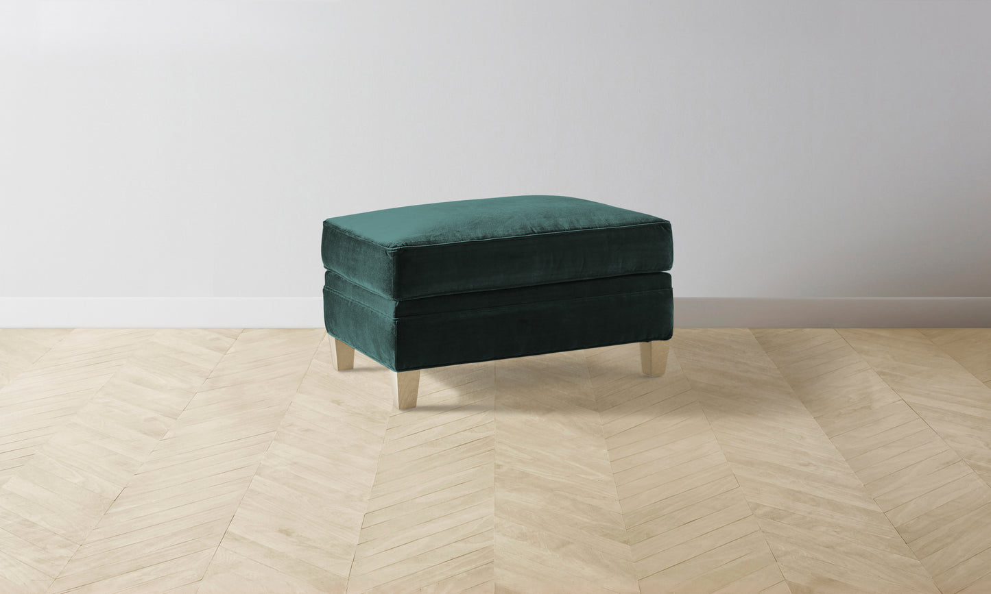 The Carmine Ottoman - Performance Velvet Emerald