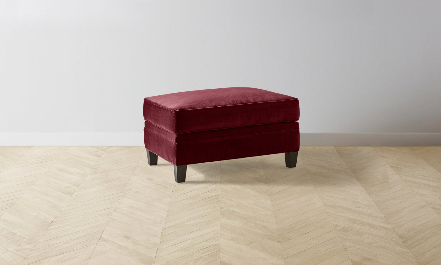 The Carmine Ottoman - Performance Velvet Merlot