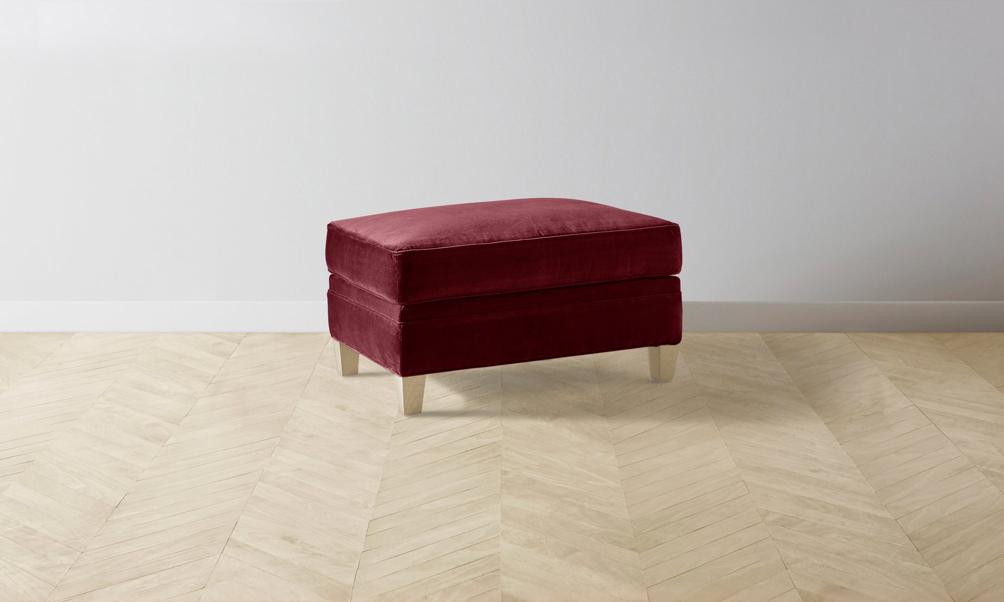 The Carmine Ottoman - Performance Velvet Merlot