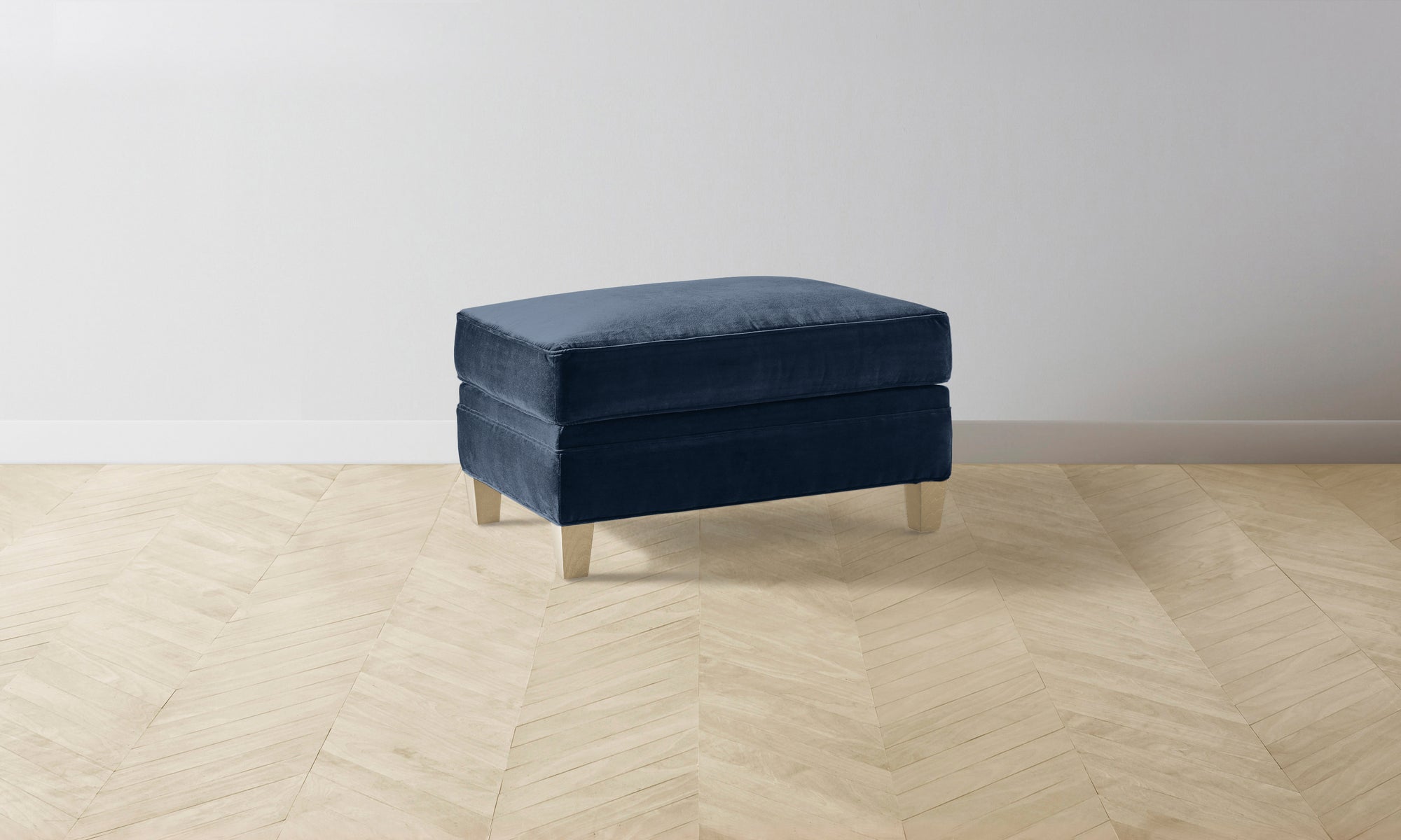 The Carmine Ottoman - Performance Velvet Sapphire