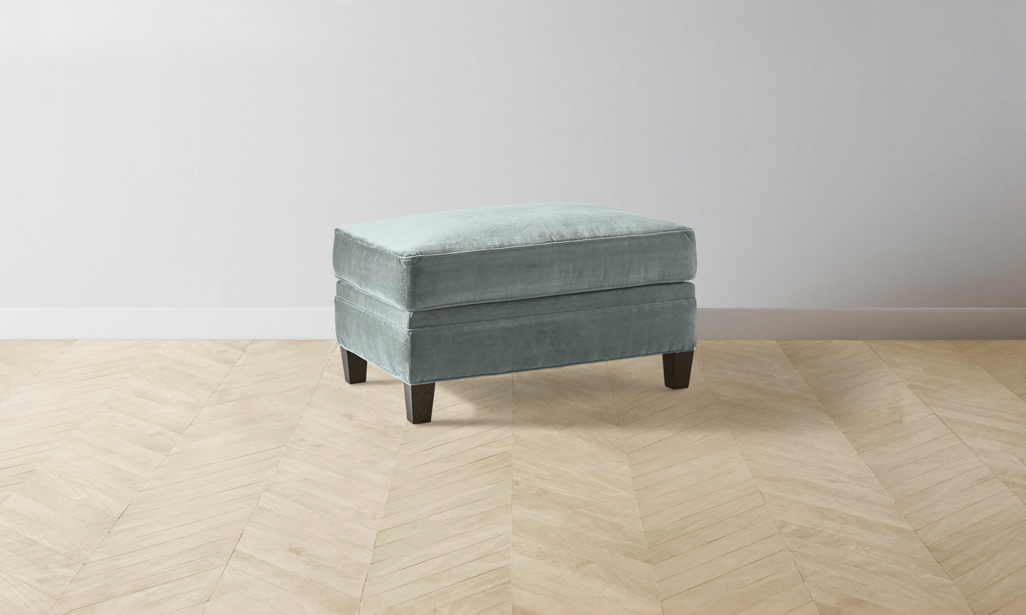 The Carmine Ottoman - Performance Velvet Seafoam