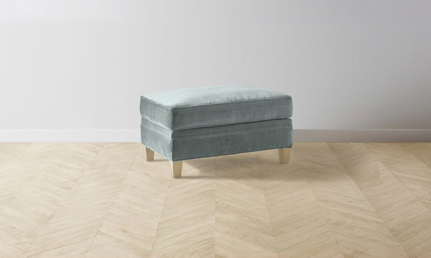 The Carmine Ottoman - Performance Velvet Seafoam