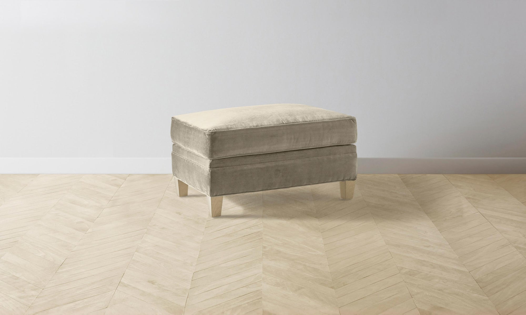 The Carmine Ottoman - Performance Velvet Taupe
