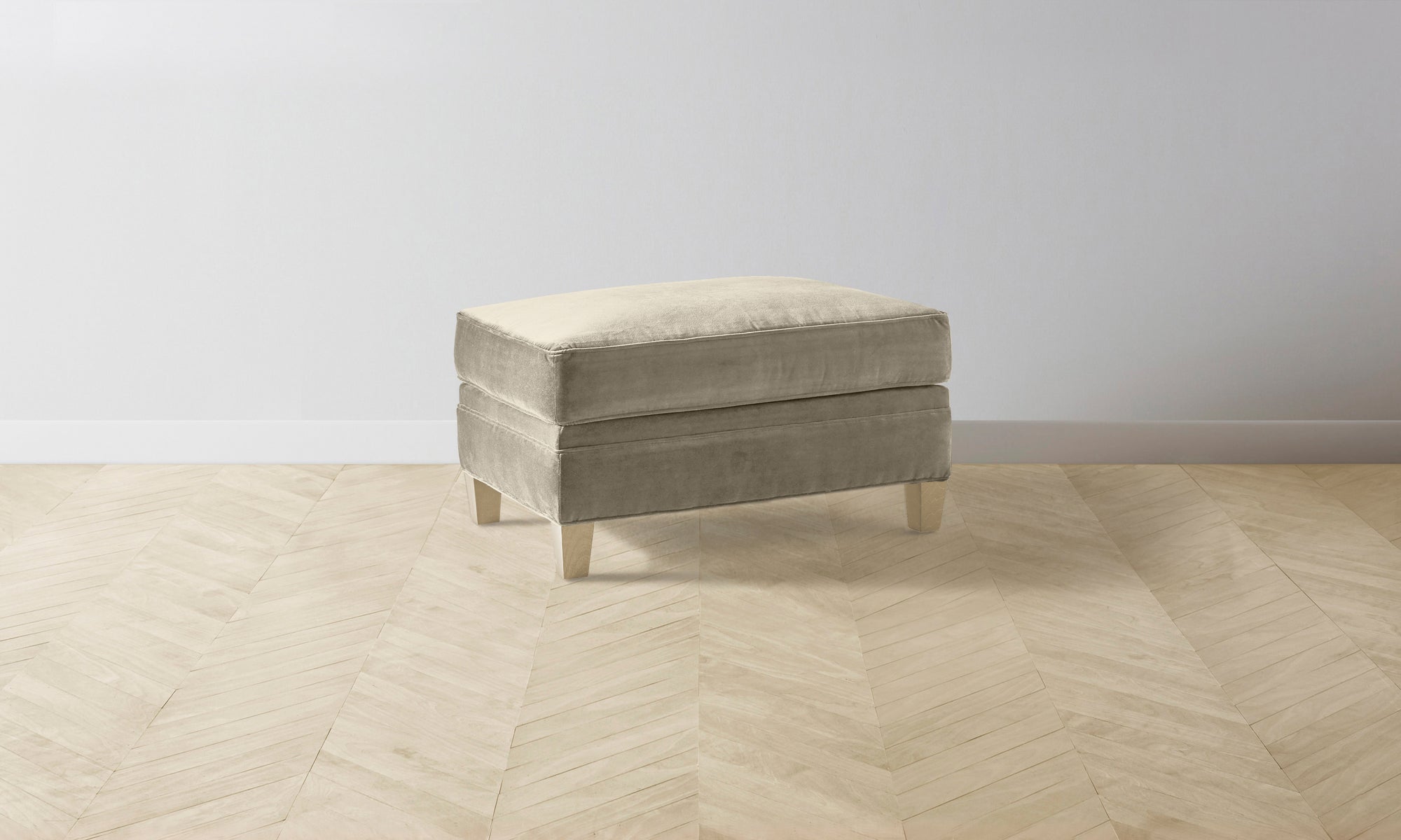 The Carmine Ottoman - Performance Velvet Taupe