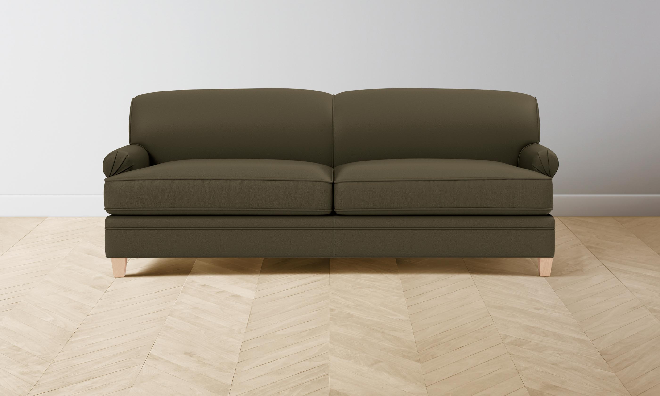 The Carmine Sofa - Pebbled Leather Truffle – Maiden Home