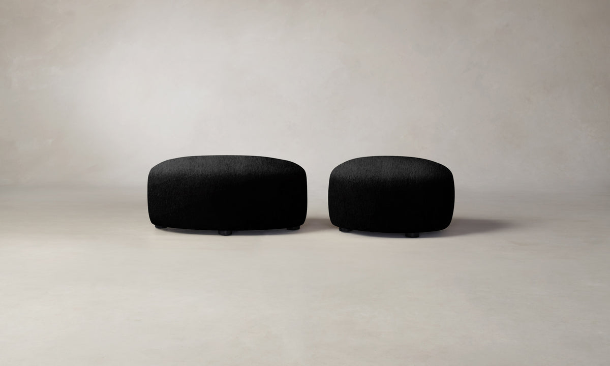 The Chelsea Ottoman - Deep Pile Mohair Noir
