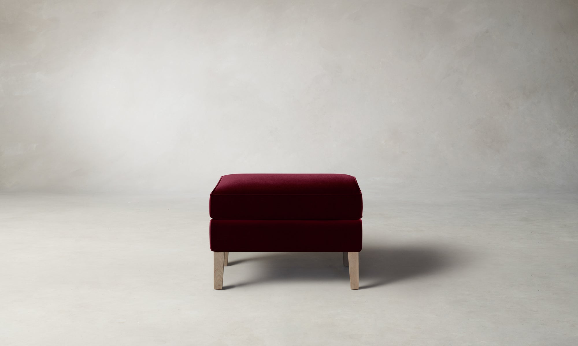 The Chrystie Ottoman - Mohair Crimson