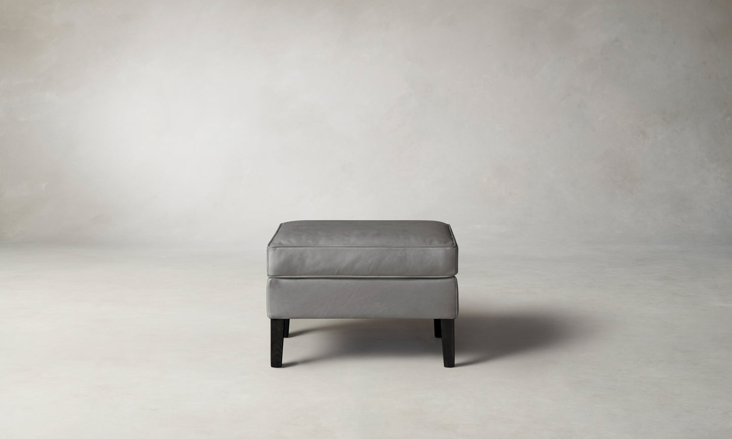 The Chrystie Ottoman - Nubuck Leather Asphalt